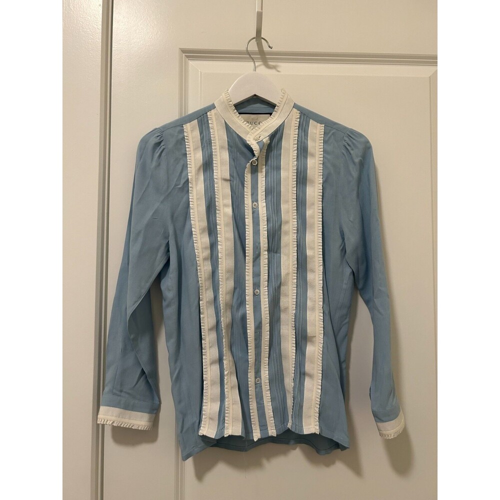 Gucci Blue White Striped Blouse Shirt